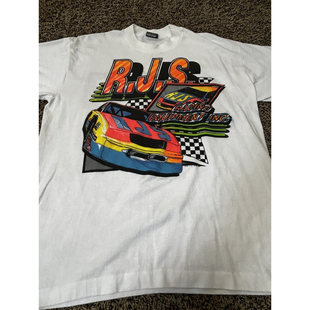 Vintage 90s Racing T-Shirt Neon Hazel Park MI; Men's XXL Back Hit